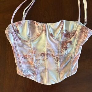 White Fox In The Morning Bustier Primrose Corset Camisole - Pink & Cream XS